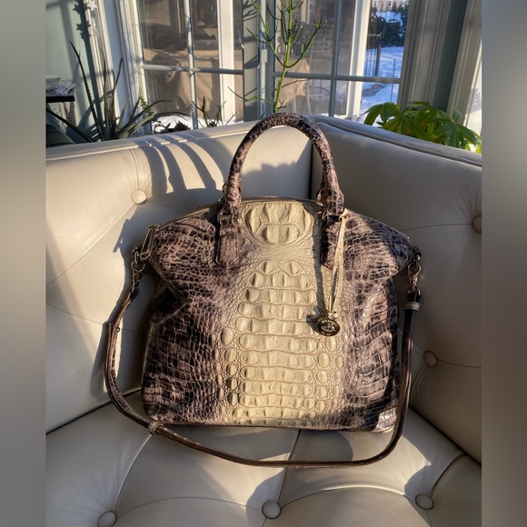 Brahmin Handbags - Brahmin Large Duxbury Satchel Veranda Melbourne Croc Embossed Leather Bag